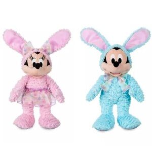 NEW Disney Store Mickey and Minnie Mouse Easter Bunny Collectible Plush